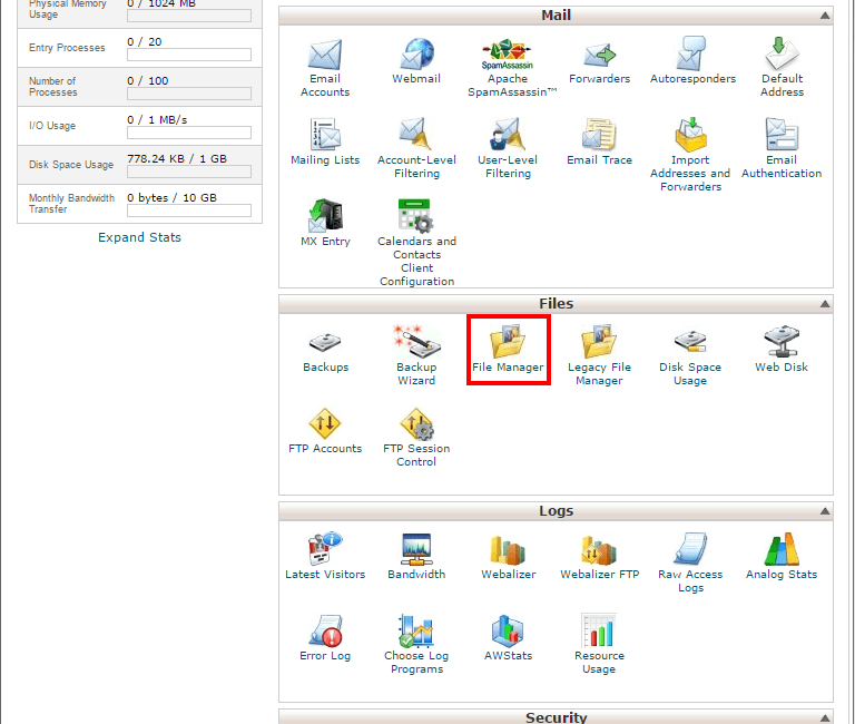 cPanel X File Manager